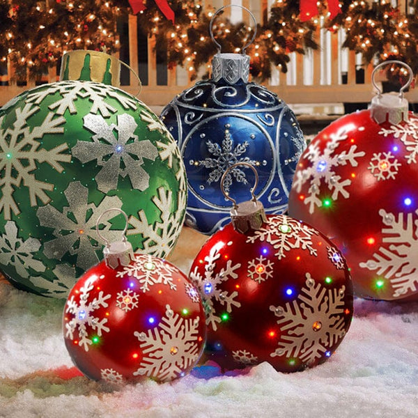 Christmas Ornament Ball Outdoor Pvc 60CM Inflatable Decorated Ball PVC Giant Big Large Balls Xmas Tree Decorations Toy Ball Gifts prettychix 