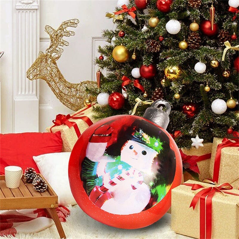 Christmas Ornament Ball Outdoor Pvc 60CM Inflatable Decorated Ball PVC Giant Big Large Balls Xmas Tree Decorations Toy Ball Gifts prettychix Double Sided Red Snowman 1PC 60cm