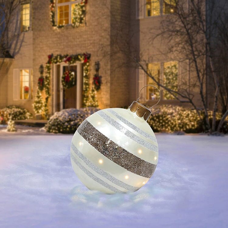 Christmas Ornament Ball Outdoor Pvc 60CM Inflatable Decorated Ball PVC Giant Big Large Balls Xmas Tree Decorations Toy Ball Gifts prettychix Striped cloth 1PC 60cm