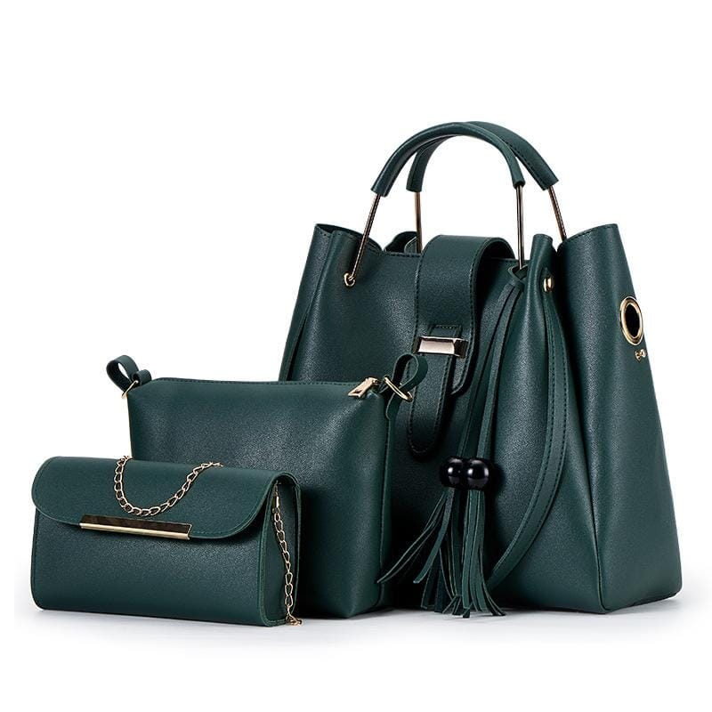 3-Piece Shoulder Bag And Purse Set prettychix Green 