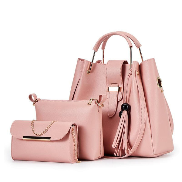3-Piece Shoulder Bag And Purse Set prettychix Pink 
