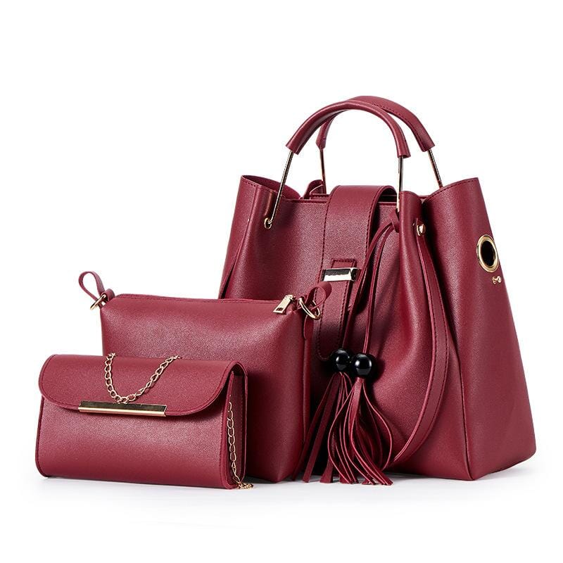 3-Piece Shoulder Bag And Purse Set prettychix Red 
