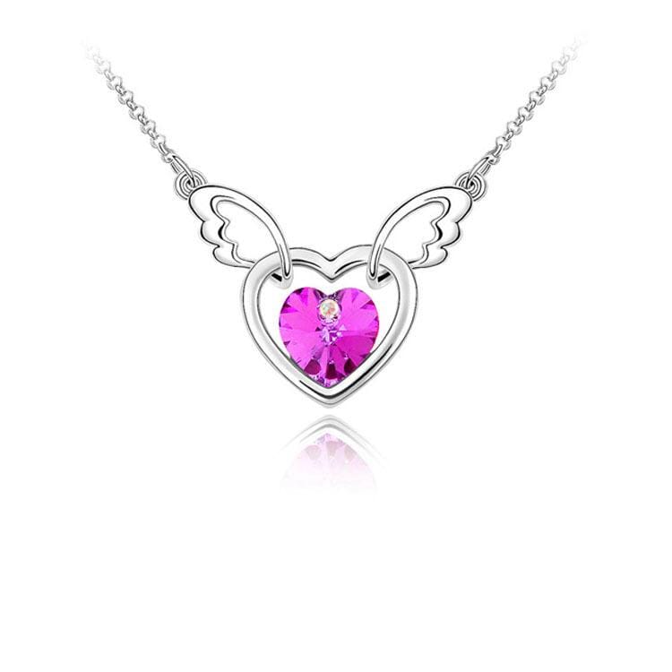 Angel Heart Necklace Jewelry Pretty Chix Fuchsia 