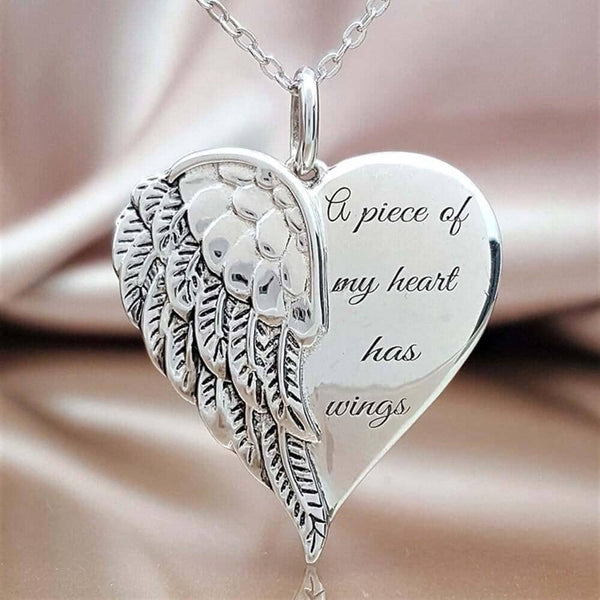 Angel Wings Heart Necklace Jewelry Pretty Chix Silver 
