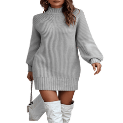 Autumn Fashion Long Sleeve Sweater Dress Apparel prettychix Gray L 