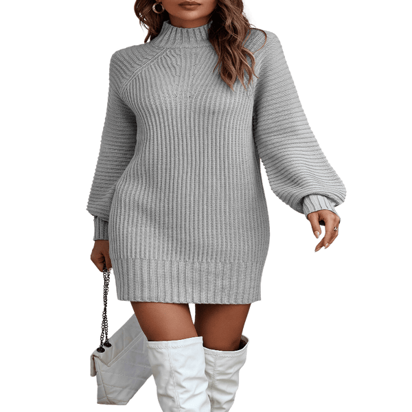Autumn Fashion Long Sleeve Sweater Dress Apparel prettychix Gray L 