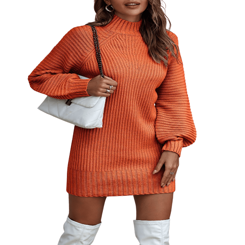 Autumn Fashion Long Sleeve Sweater Dress Apparel prettychix Orange L 