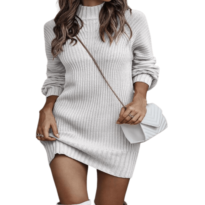 Autumn Fashion Long Sleeve Sweater Dress Apparel prettychix White L 