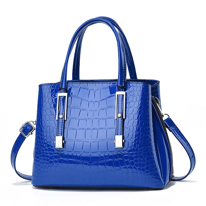 Crocodile Embossed Drop Front Handle Messenger Bag Purse prettychix Blue 