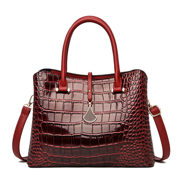 Crocodile Embossed Shoulder Messenger Handbag Purse prettychix Red 