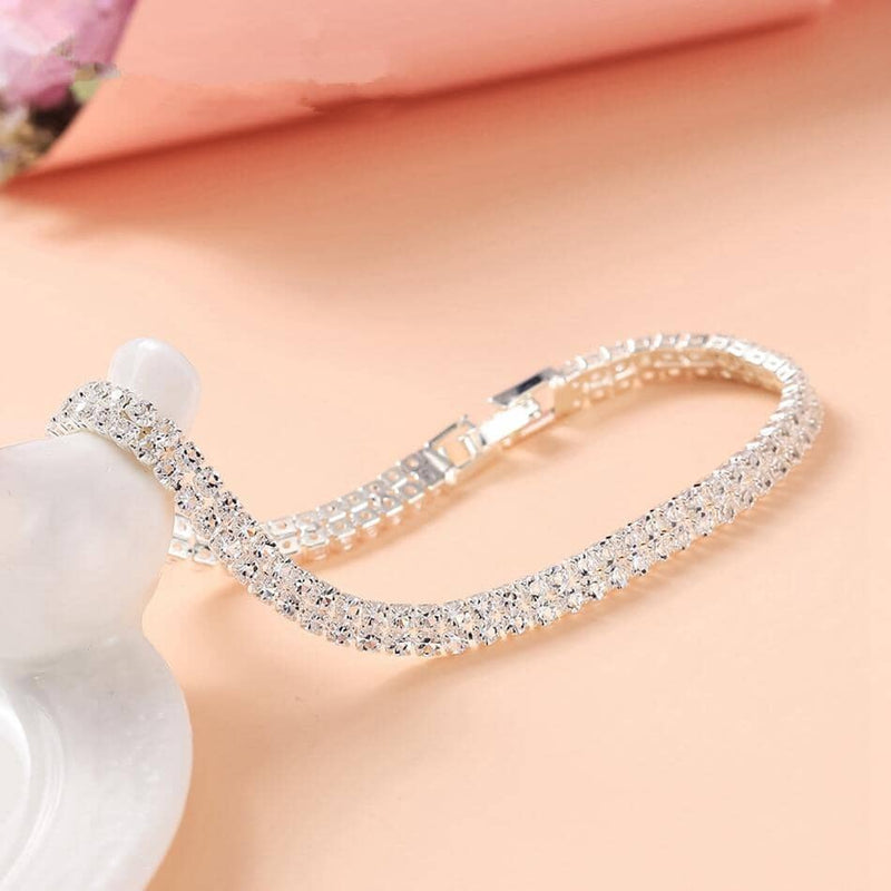 Double Strand Zircon Bracelet Jewelry Pretty Chix Silver 
