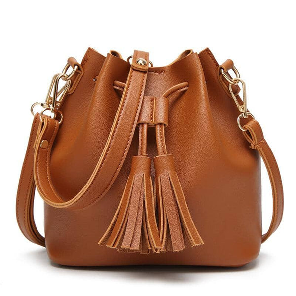 Draw String Tassel Handbag prettychix Brown 