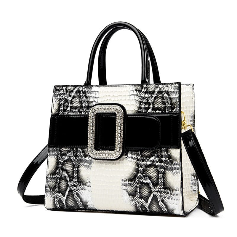Elegant Snake Pattern Women's Luxury Bag Purse prettychix White 