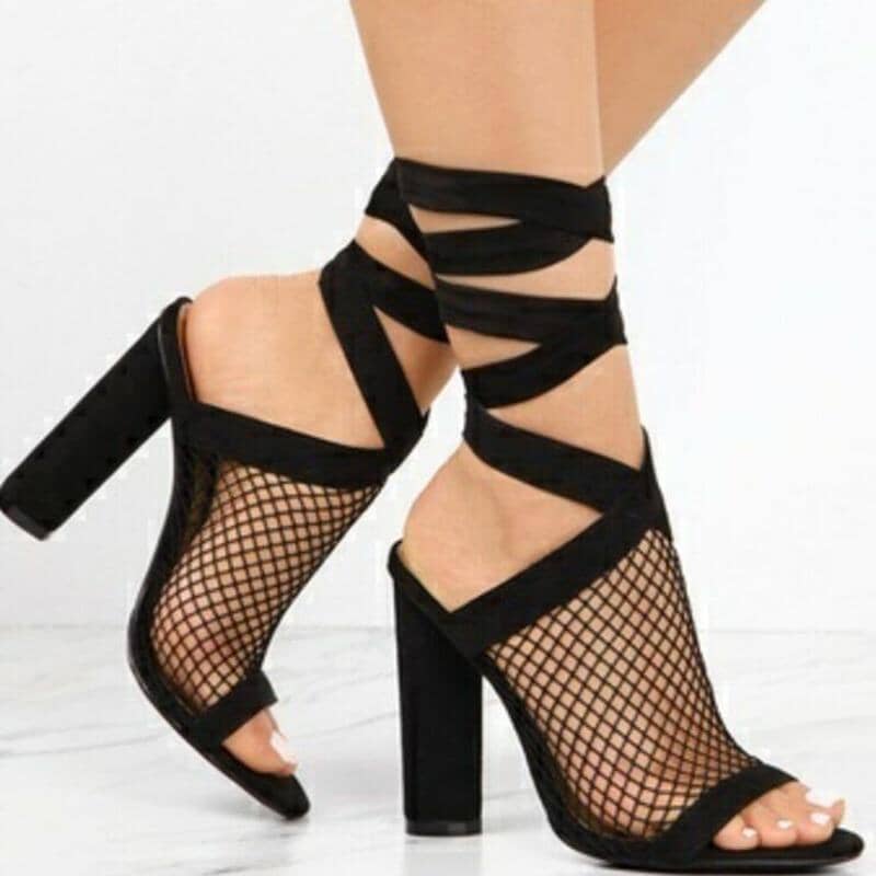 Fishnet Cross Strap Sandals Please select Pretty Chix 