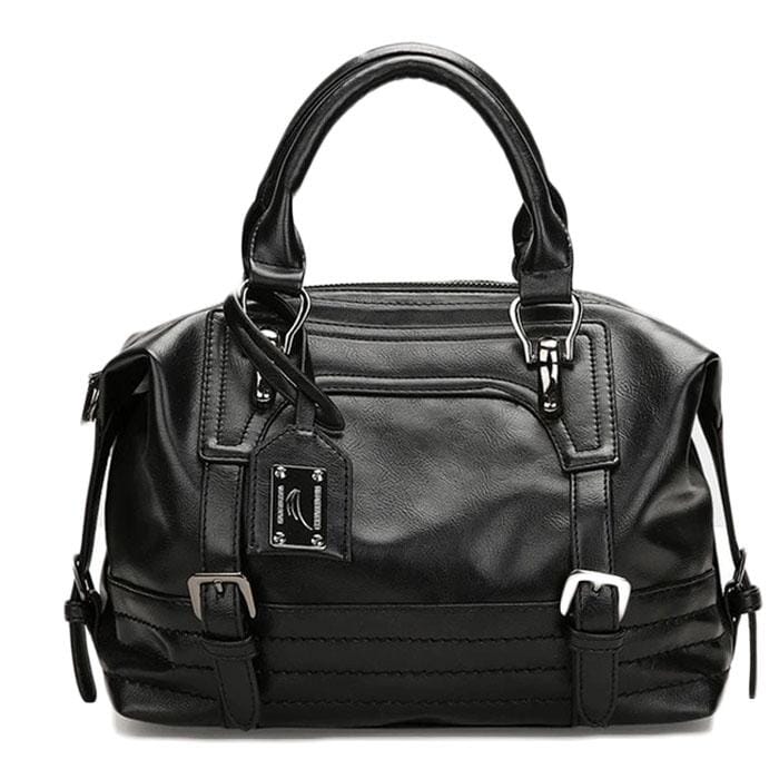 Front Buckle Casual Handbag For Women prettychix Black 