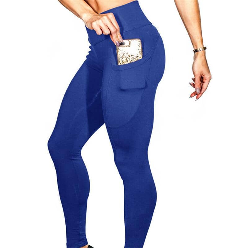High Waist Yoga Pants With Pocket Apparel Pretty Chix Blue M 