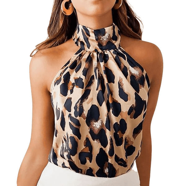 Leopard Halter Shirt Apparel prettychix 
