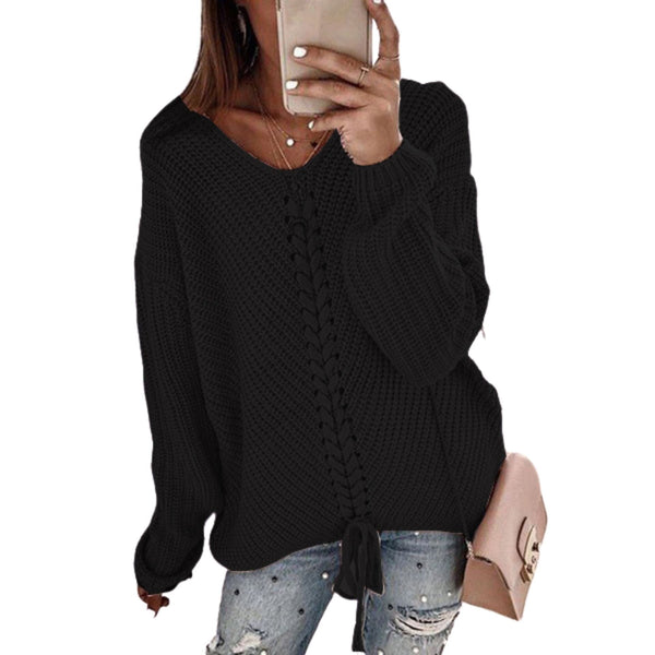 Loose Fit Knit Sweater Apparel Pretty Chix Black L 