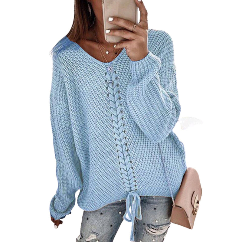 Loose Fit Knit Sweater Apparel Pretty Chix LightBlue XXL 