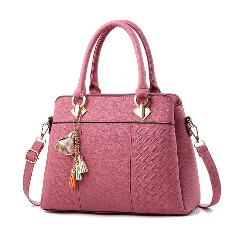 Patterned Handbag With Multi-Color Tassel prettychix Pink 