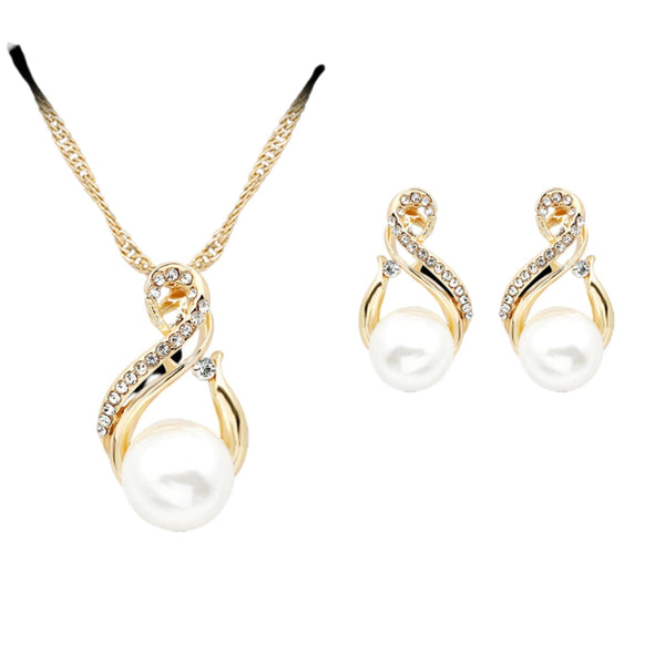 Pearl Drop Necklace And Earring Set Jewelry Pretty Chix 
