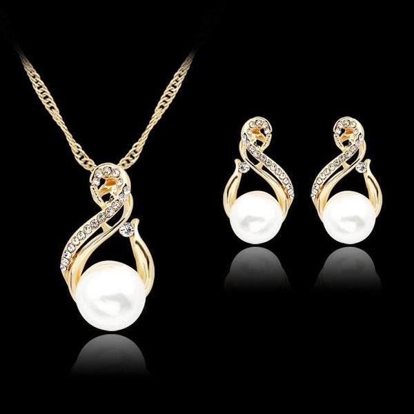 Pearl Drop Necklace And Earring Set Jewelry Pretty Chix Pearl Drop Necklace And Earring Set 