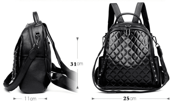 Quilted Pattern genuine leather Backpack Purse Purse prettychix 