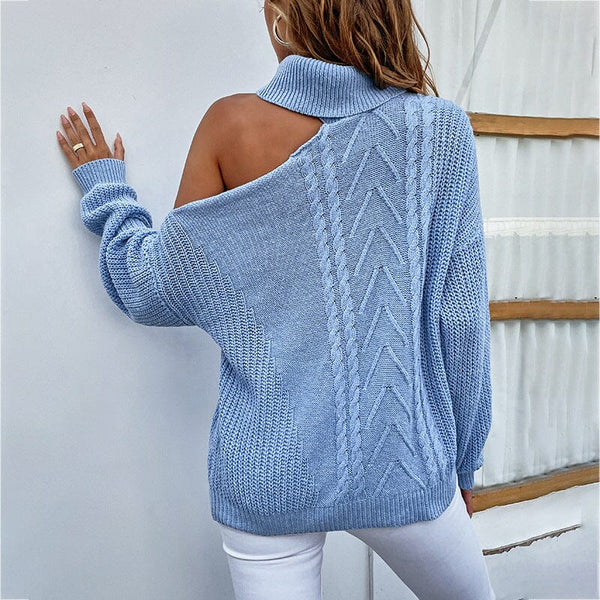 Shoulder Drop Turtleneck Sweater Apparel prettychix 