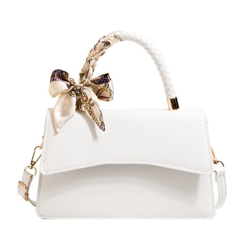 Silk Scarf Entwined Handbag prettychix White 