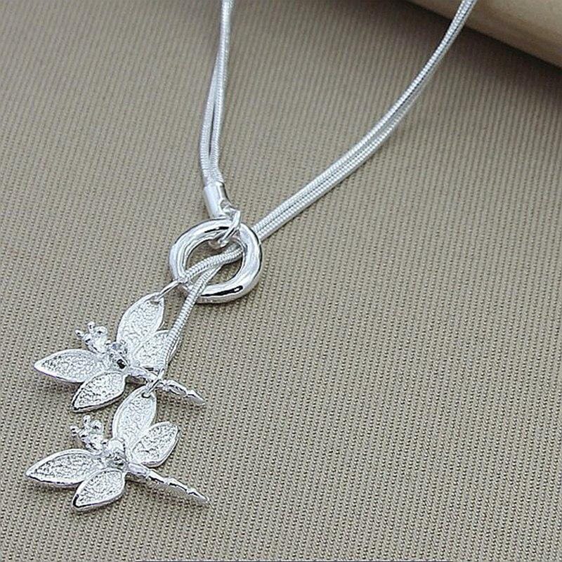Silver Plated Dragonfly Necklace Jewelry Pretty Chix 