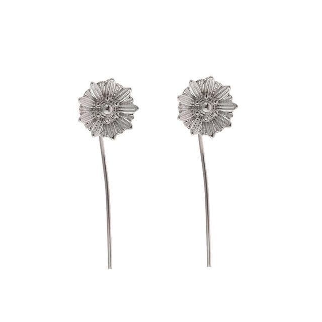 Silver Plated Flower Earrings Jewelry prettychix 