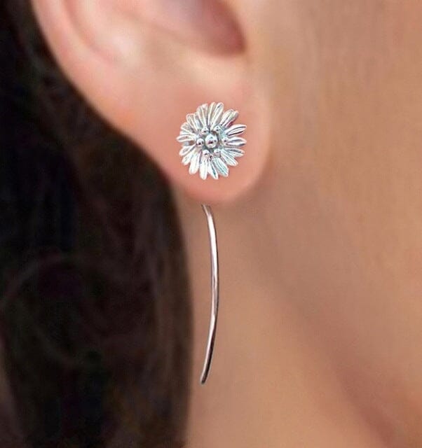 Silver Plated Flower Earrings Jewelry prettychix Sunflower 