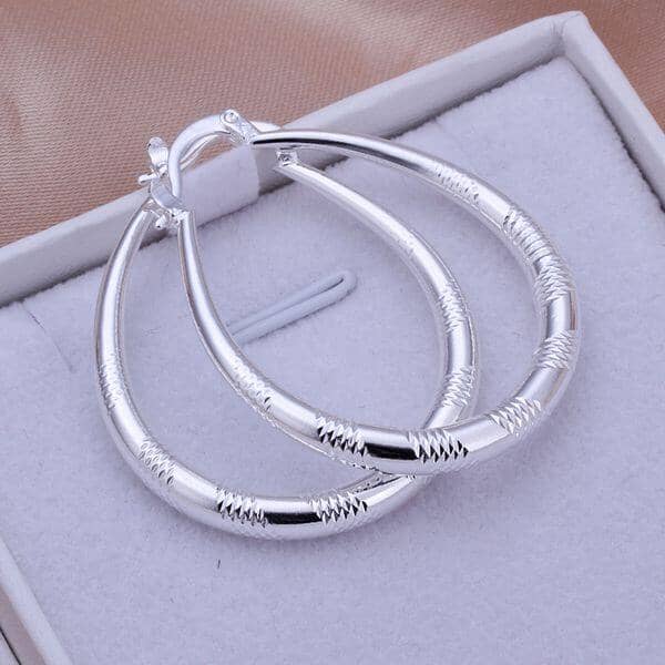 Silver Plated Oval Earrings Jewelry Pretty Chix Silver 