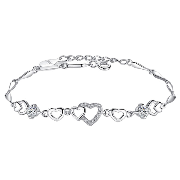 Sterling Silver 8-Hearts Bracelet Jewelry Pretty Chix 