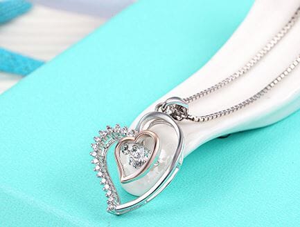 Sterling Silver Heart-In-Heart Necklace Jewelry Pretty Chix Silver 
