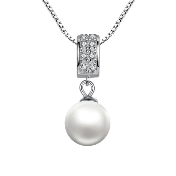 Sterling Silver Pearl and Zircon Necklace Jewelry Pretty Chix 