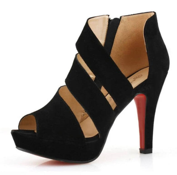 Suede High Heel Sandals prettychix Black 7.5 