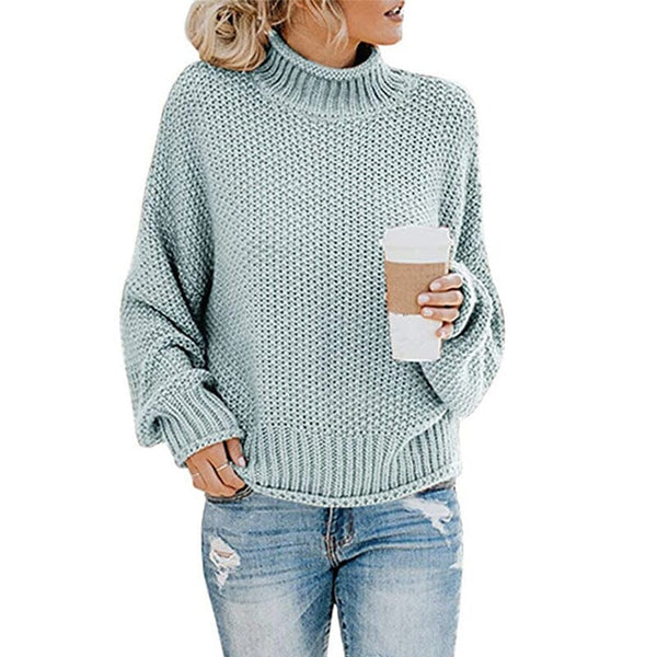 Women's Turtleneck Sweater Pullover Apparel prettychix PowderBlue 2XL 