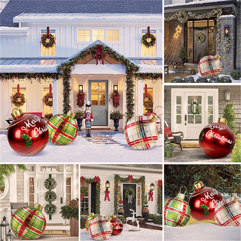 Christmas Ornament Ball Outdoor Pvc 60CM Inflatable Decorated Ball PVC Giant Big Large Balls Xmas Tree Decorations Toy Ball Gifts prettychix 