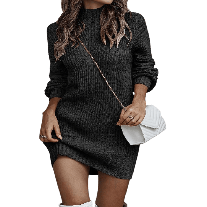 Autumn Fashion Long Sleeve Sweater Dress Apparel prettychix Black L 