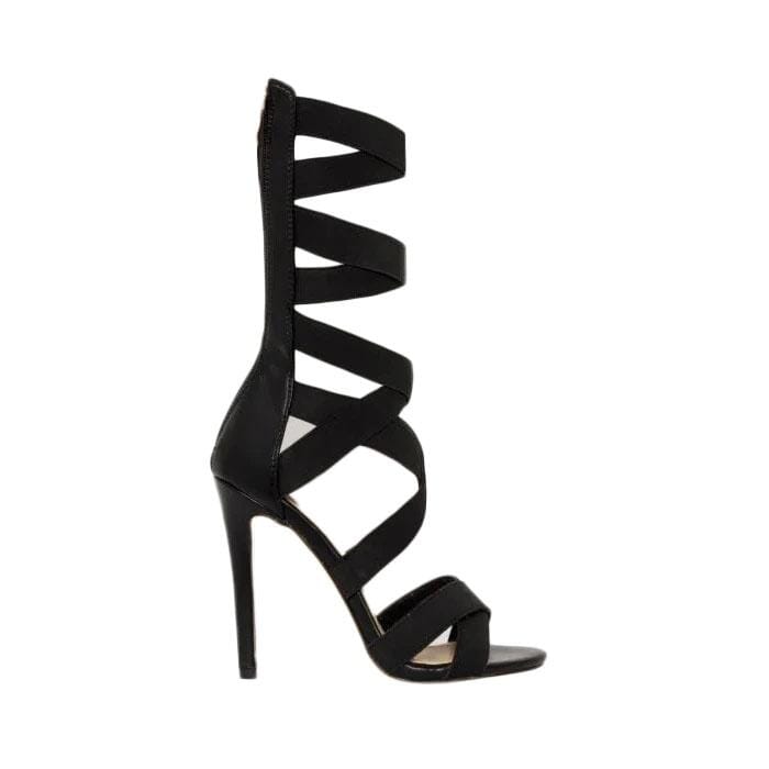 Cross Strap Ankle High Sandals prettychix Black 7.5 