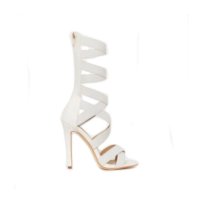 Cross Strap Ankle High Sandals prettychix White 6.5 