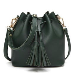 Draw String Tassel Handbag prettychix Green 