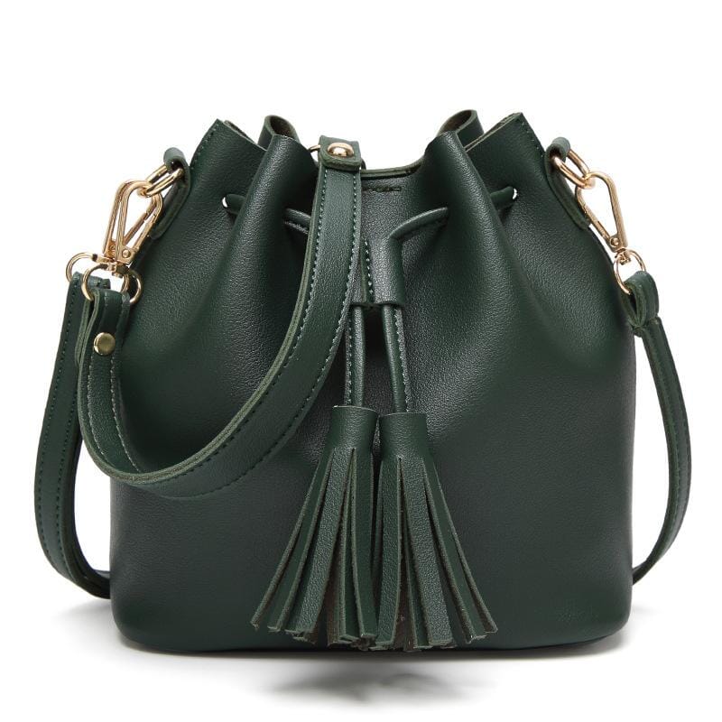 Draw String Tassel Handbag prettychix Green 