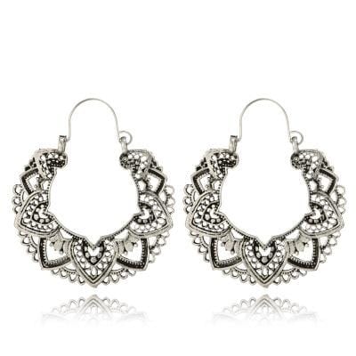 Leaf Pattern Hoop Earrings Jewelry Pretty Chix Silver 