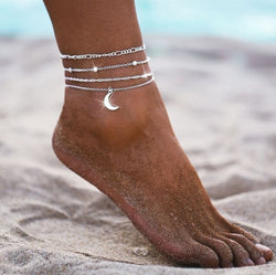 Multi-Layer Moon Anklet Jewelry Pretty Chix Silver 