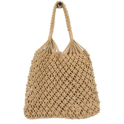 Rope Woven Tote Handbag prettychix Khaki 