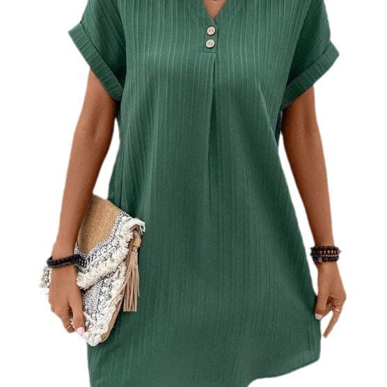 Slip-On Casual V-Neck Dress Apparel prettychix 