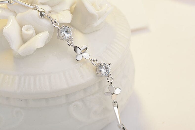 Sterling Silver Clover Bracelet Jewelry prettychix 