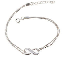 Sterling Silver Double Chain Infinity Bracelet Jewelry Pretty Chix 